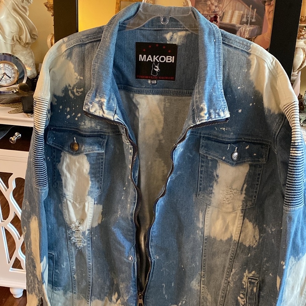 MAKOBI moto biker jeans jacket - Picture 2 of 15